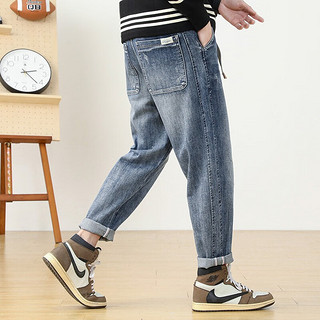 布衣传说复古磨白可脱卸腰带设计九分小锥裤男式牛仔裤 牛仔蓝 29