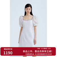 欧时力 黑标系列 心形提花肌理感连衣裙女2023新款夏装钻链小个子 白色 XS