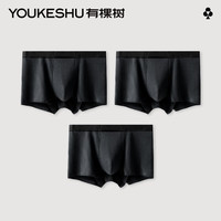 有棵树 YOUKESHU内裤男生四角短裤纯棉抗菌裆透气运动男士平角裤头男款3条装 黑色+黑色+黑色 XL