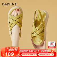 达芙妮(DAPHNE)凉鞋女夏季厚底一字带沙滩鞋2023新款外穿休闲百搭学生凉拖 黄色 37标准码