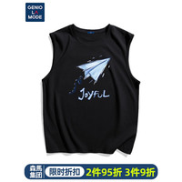 GENIOLAMODE森马集团背心男纯棉休闲无袖宽松打底透气吸汗夏天马甲 黑色 L