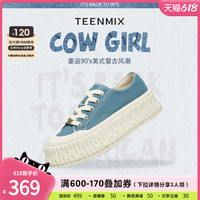 天美意学院厚底帆布鞋饼干鞋女板鞋运动休闲鞋2023秋新款AI019CM3