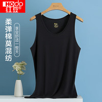 红豆（hongdou）背心男夏季纯色棉莫无袖打底衫男凉爽透气百搭上衣C0-03优雅黑170