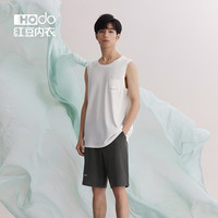 红豆(Hodo)男士无袖睡衣可外穿运动宽松大码背心新款休闲家居服套装 白色 175