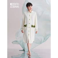 红豆（Hodo）女士睡裙夏季新款睡衣可爱蝴蝶结棉质宽松柔软大码家居服 米白 170