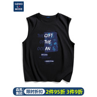 GENIOLAMODE 森马集团背心男夏季纯棉休闲潮流百搭简约男生无袖衣服 黑色 M