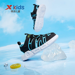特步（XTEP）童鞋2023儿童凉鞋软底防滑男童运动凉鞋中大童鞋子透气沙滩鞋 黑/智能蓝 35码