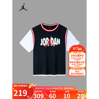 NIKE AIR JORDAN 耐克童装男童短袖T恤2023夏季新款儿童网眼透气短T 正黑色 140/68(S)