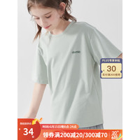 多妙屋女大童短袖T恤多妙屋女童夏装女孩白色纯棉上衣2023新款大童童装 MBD910052-薄荷绿 120cm