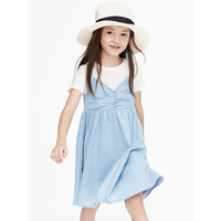 little MO&Co.凉感抑菌 little moco童装23夏新款女童吊带牛仔连衣裙KBC2DRS037 牛仔浅蓝色 120/56