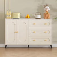 强象法式奶油风岩板餐边柜客厅茶水置物柜靠墙厨房碗柜收纳柜25薄G254 款式7:1400*250*856