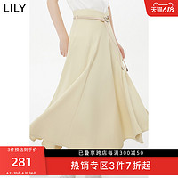 LILY 2023夏新款女装气质时尚通勤款优雅高腰复古鱼尾裙半身裙伞裙