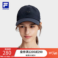 斐乐（FILA）官方棒球帽女帽2023秋季新款户外运动帽遮阳帽子鸭舌帽 深黑-BK XS