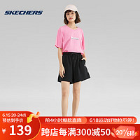 Skechers2023年夏季女子运动短裤时尚简约黑色外穿裤 L223W095-0018 碳黑 XL