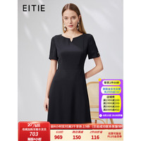爱特爱(EITIE)简约高级感收腰连衣裙通勤时尚气质2023夏季新款小黑裙B2307170 极简黑20 36/S/155-80A