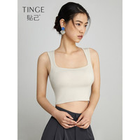 TINGE针织方领带胸垫一体吊带背心女夏季打底小西装内搭无袖上衣 灰色 S