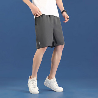 元素温度休闲反光条跑步速干纯色中青年五分短裤 蓝色2件 4XL（160-175斤）