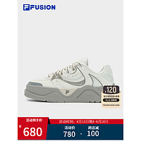 FILA 斐乐 FUSION斐乐潮牌50-50女鞋场下滑板鞋2023秋季厚底运动休闲鞋 微白/麻绳棕-WA 35.5