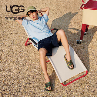 UGG2023夏季新款男士凉鞋时尚迷彩大LOGO休闲舒适沙滩拖鞋 BLK  黑色 40 鞋内长:25CM