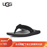 UGG夏季男士凉鞋舒适休闲纯色平底沙滩时尚人字拖鞋 BLK  黑色 40 鞋内长:25CM