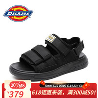 Dickies凉鞋男休闲百搭潮增高2023夏季新款魔术贴沙滩鞋凉拖鞋夏天 黑色 39