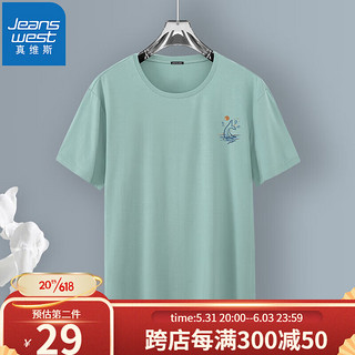 真维斯（JEANSWEST）t恤男短袖衣服运动服饰篮球体恤夏季冰丝速干足球跑步男士健身装 豆绿（日落海豚X） M(体重100斤-110斤)