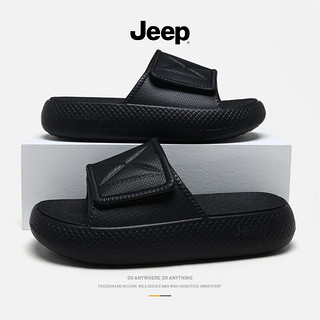 Jeep吉普拖鞋夏季男士简约情侣室内外穿两用凉拖鞋轻便防滑 黑色 40-41