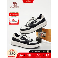 骆驼（CAMEL）官方店2023夏季新款透气网布拼接撞色厚底时尚休闲运动滑板鞋男 G13S076167 黑/白 40