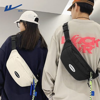 回力腰包潮牌男士胸包国潮简约轻便单肩小背包女休闲运动斜挎包男 经典白色+徽章