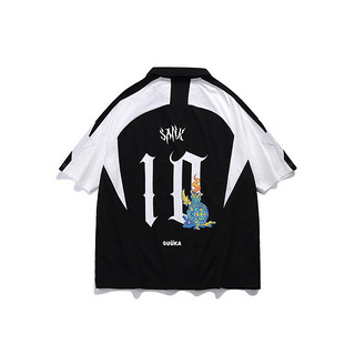古由卡（GUUKA）×SANK联名潮牌美式运动短袖T恤男2023夏季新款嘻哈刺绣宽松polo 黑色 XL