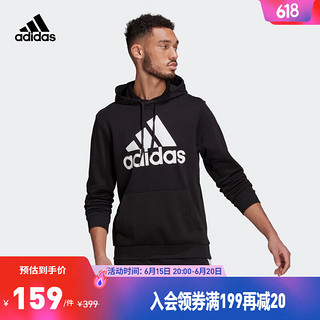 adidas 阿迪达斯 官方男装运动休闲健身连帽长袖卫衣套头衫GK9540 黑色/白 A/M