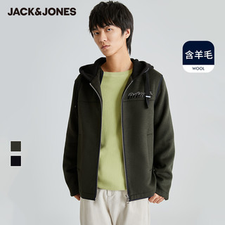 杰克琼斯outlets男冬复古毛呢短款夹克外套 220427003E40黑色 170/92A/S