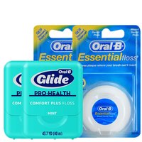 欧乐B（Oral-B）牙线舒适深洁护龈独立盒便携式扁线可用100次(美国原装进口) 舒适深洁牙线*2+微蜡牙线*2