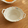肆月日式米饭碗家庭装家用陶瓷小碗甜品碗 双耳汤碗*1只