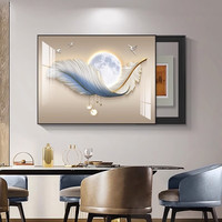 唤墙2023新款电表箱装饰画现代简约免打孔遮挡箱挂画轻奢配电箱壁画 九鱼招财C款 推拉50*40
