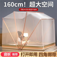 南极人（NanJiren）免安装蚊帐架1.8x2米家用1.5米可折叠1.2米婴儿防摔蒙古包纹帐 时尚豆沙  1.8m床-宽170X长195X高160cm