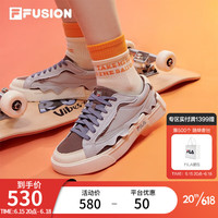 FILA 斐乐 FUSION斐乐潮牌POP女鞋帆布鞋2023夏季新款板鞋厚底休闲鞋 安静灰/深灰褐色-QD 37.5