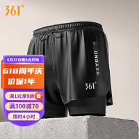 361°游泳裤男士泳裤泳帽泳镜三件套温泉防尴尬沙滩裤男款游泳装备 黑色 XL
