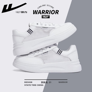 回力（Warrior）小白鞋女鞋夏季学生休闲运动鞋子女厚底增高板鞋女皮面防水 经典白黑/2329 40