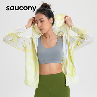 Saucony索康尼外套23夏季防晒衣跑步训练防风夹克女子梭织运动外套 白黄 M（165/88A）