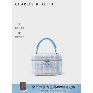 CHARLES&KEITH23夏季新品CK2-80781893-2复古拼色链条斜挎小包女 Light Blue浅蓝色 S