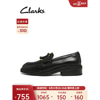 Clarks其乐女鞋蒂勒姆系列春乐福鞋女时尚潮流厚底单鞋英伦小皮鞋 黑色 261686744 37