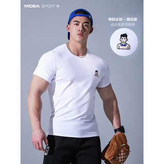 墨立方（MOEA）墨立方运动员系列刺绣款运动短袖t恤男士美式高端健身冷感体恤衫 M1U90950A黑色 175/96A/L