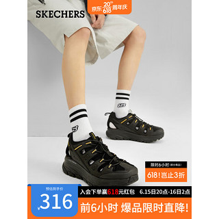 斯凯奇（Skechers）男鞋户外休闲凉鞋透气舒适休闲鞋237581 黑色/黄色/BKYL 39.5