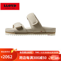 利来(LLOYD)2023新款进口德国居家户外时尚舒适百搭休闲一字拖拖鞋13531 卡其色 37