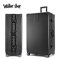 Walker Shop品牌行李箱拉杆箱万向轮结实耐用加厚旅行密码箱大容量拉杆箱 防刮铝框款/尊贵黑 26寸