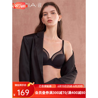 遐(HSIA)23新品光面无痕内衣女轻薄透气网纱胸罩包容承托长三角全罩杯文胸 黑色 80B/36B