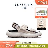 COZY STEPS可至男女款23春夏新品轻氧系列回弹氧气魔术贴厚底凉鞋 (女)香草奶白色+曜石黑 37