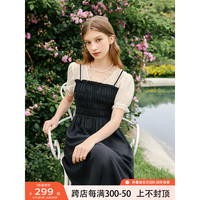诗凡黎（'SEIFINI）诗凡黎波点连衣裙2023夏新款裙子高级感质感法式浪漫显瘦小黑裙女 黑色 160/84A/M