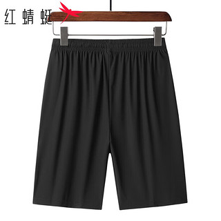 红蜻蜓（RED DRAGONFLY）短裤男夏季薄款时尚休闲运动百搭弹力直筒五分短裤 黑色B 3XL